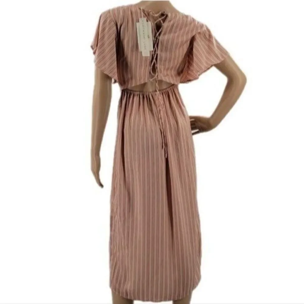 Saltwater Luxe Striped Angel Sleeve Midi Dress Size XS - Picture 10 of 15
